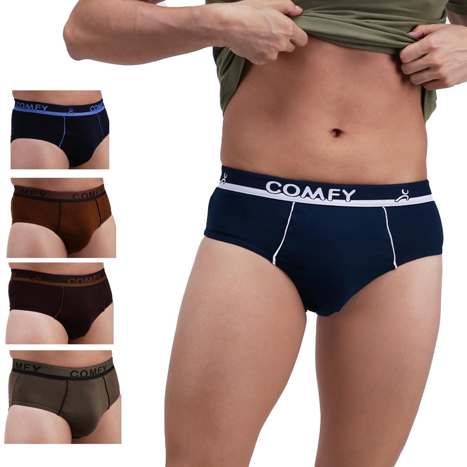amul comfy Men's Pure Cotton Solid Brief Outerelastic - Combo Pack(Assorted Colours May Vary)-picture-52