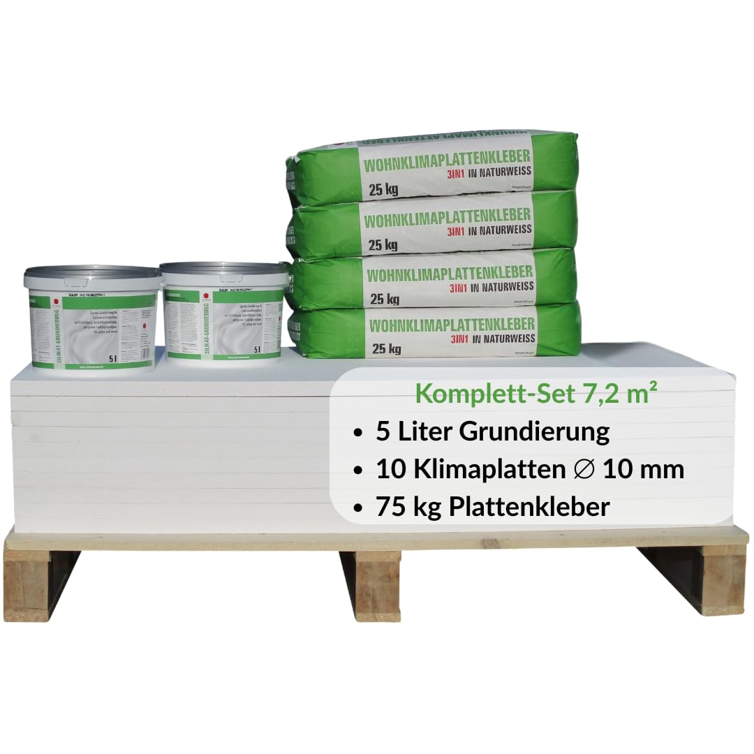 Klimaplatte 10mm Calciumsilikat Dämmplatte für innen | Kalziumsilikatplatten gegen Schimmel & Feuchtigkeit | nachhaltige Dämmung & Isolierung für Keller, Feuchtraum, Altbau, Wohnraum | Set für 7,2 m²