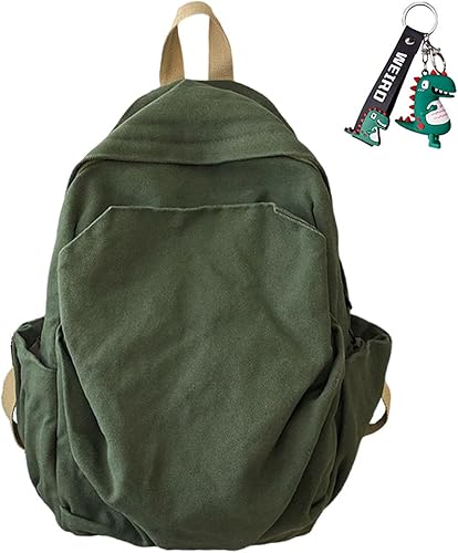 Mochila de lona de viaje ligera Mochila vintage YK2 Mochila multiusos ajustable correas de hombro Mochila de viaje, Verde, Mochilas Daypack