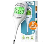 Boncare 9 Seconds Basal Body Thermometer for Ovulation, Oral Thermometer for Adults and Kids - Accurate Rectal Thermometer, with Fever Alarm and Large Display (Rice-White)