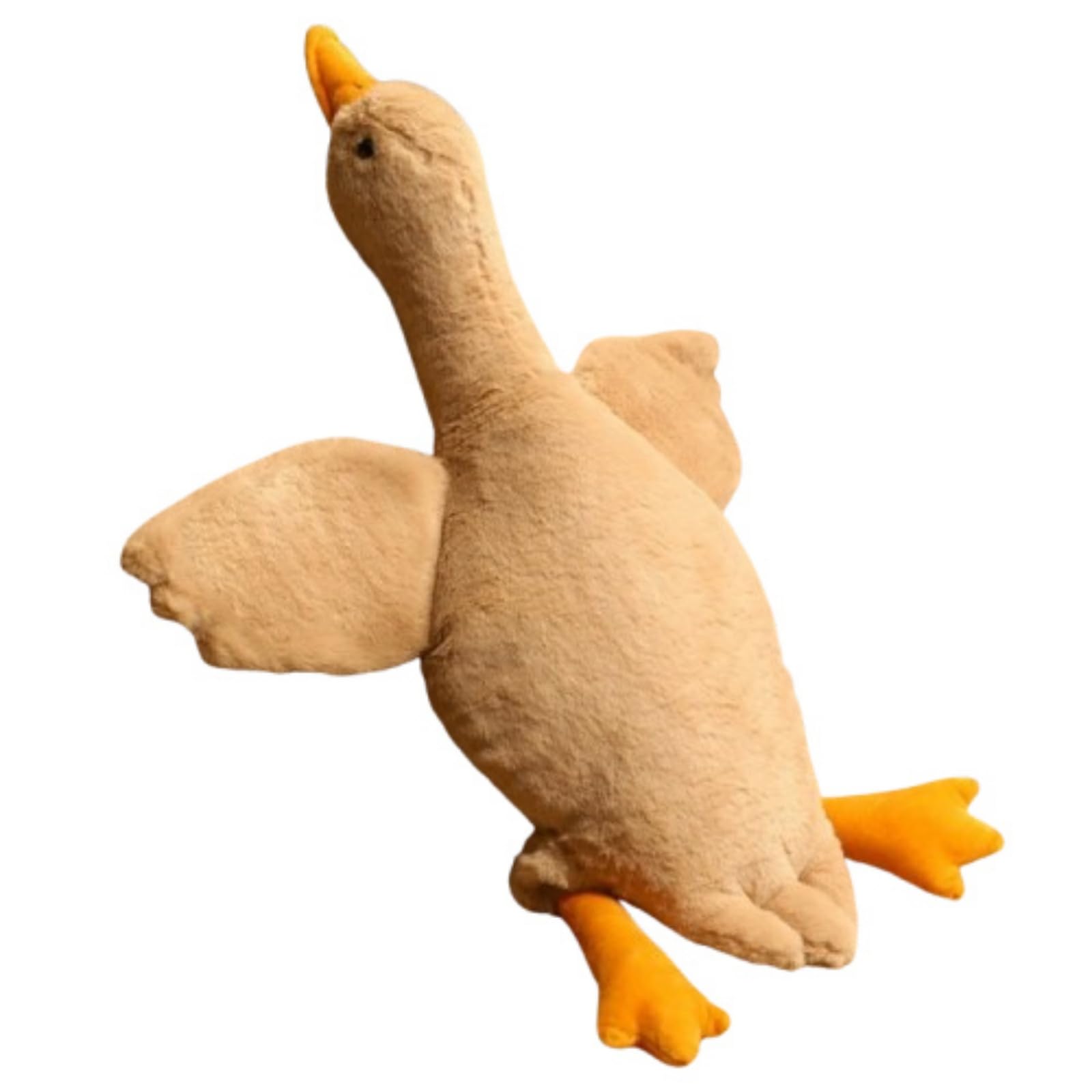 JORCEDI Large Goose Plush Pillow, Soft Stuffed Animal Cuddly Toy, Cute Fluffy Goose Pillows for Kids Adults, Multicolor Plush Throw Pillow for Bedroom Sofa Decor (Brown,90cm)
