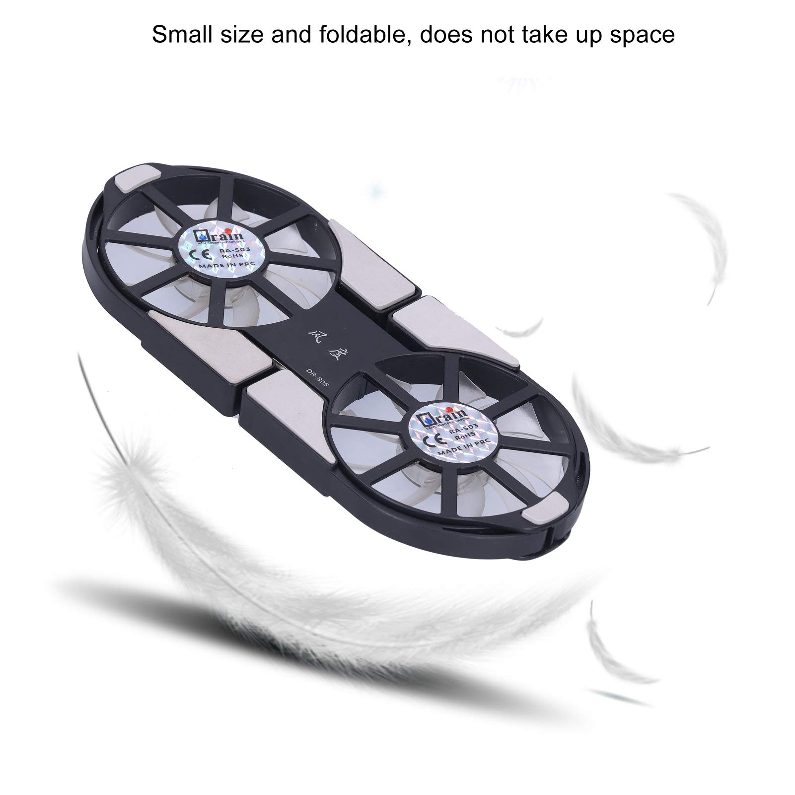 VBESTLIFE Pad di Raffreddamento per Laptop, Dispositivo di Raffreddamento USB per Notebook con Dissipatore di Calore a Doppia Ventola Pieghevole a 4 Colori(Nero)