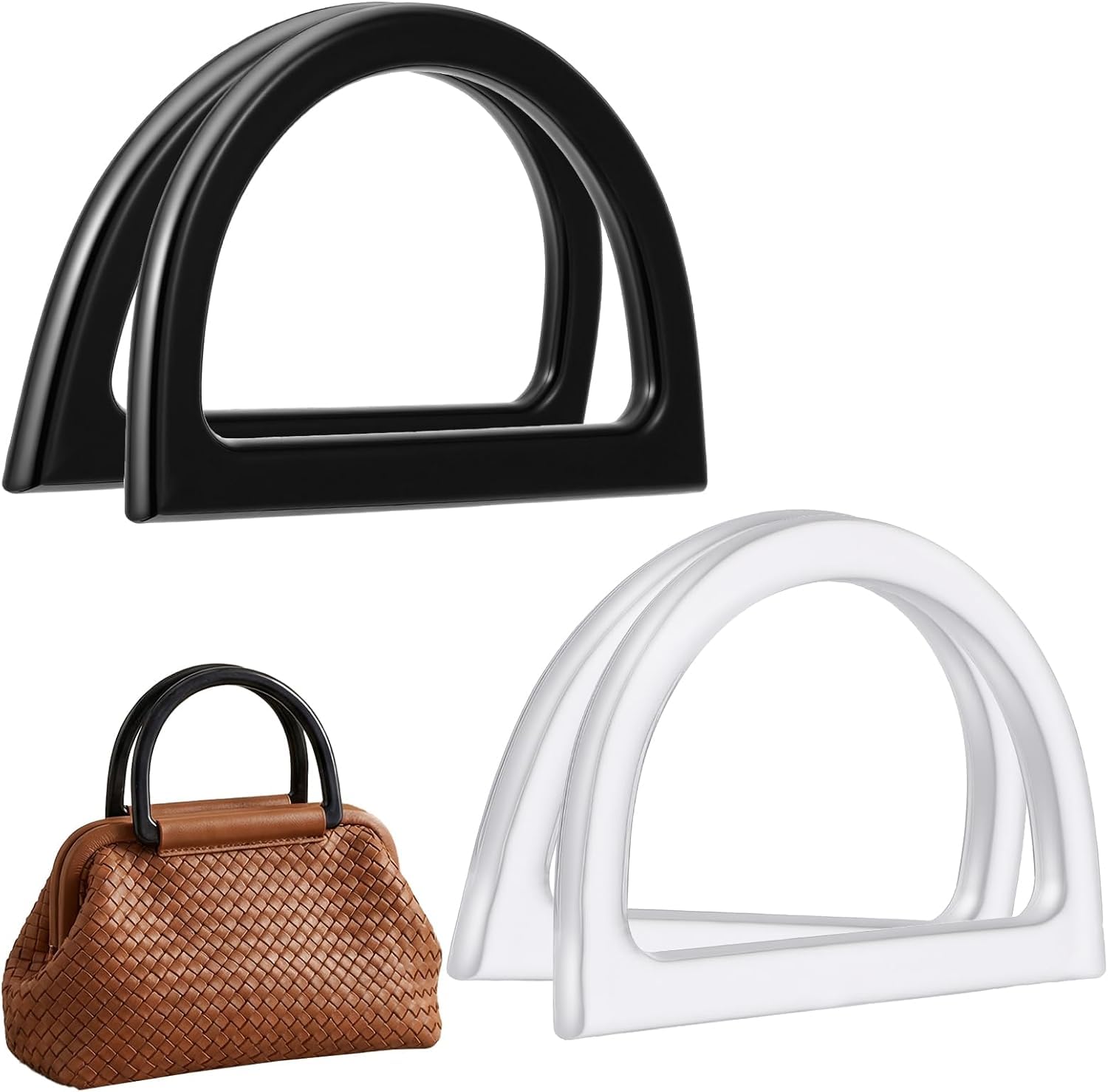 MittiJoy 4PCS Bag Handle, Bag Handle for Crochet Bags, Multipurpose Handles for Tote Bags and Handbags, Transparent and Black Color Set-image-10