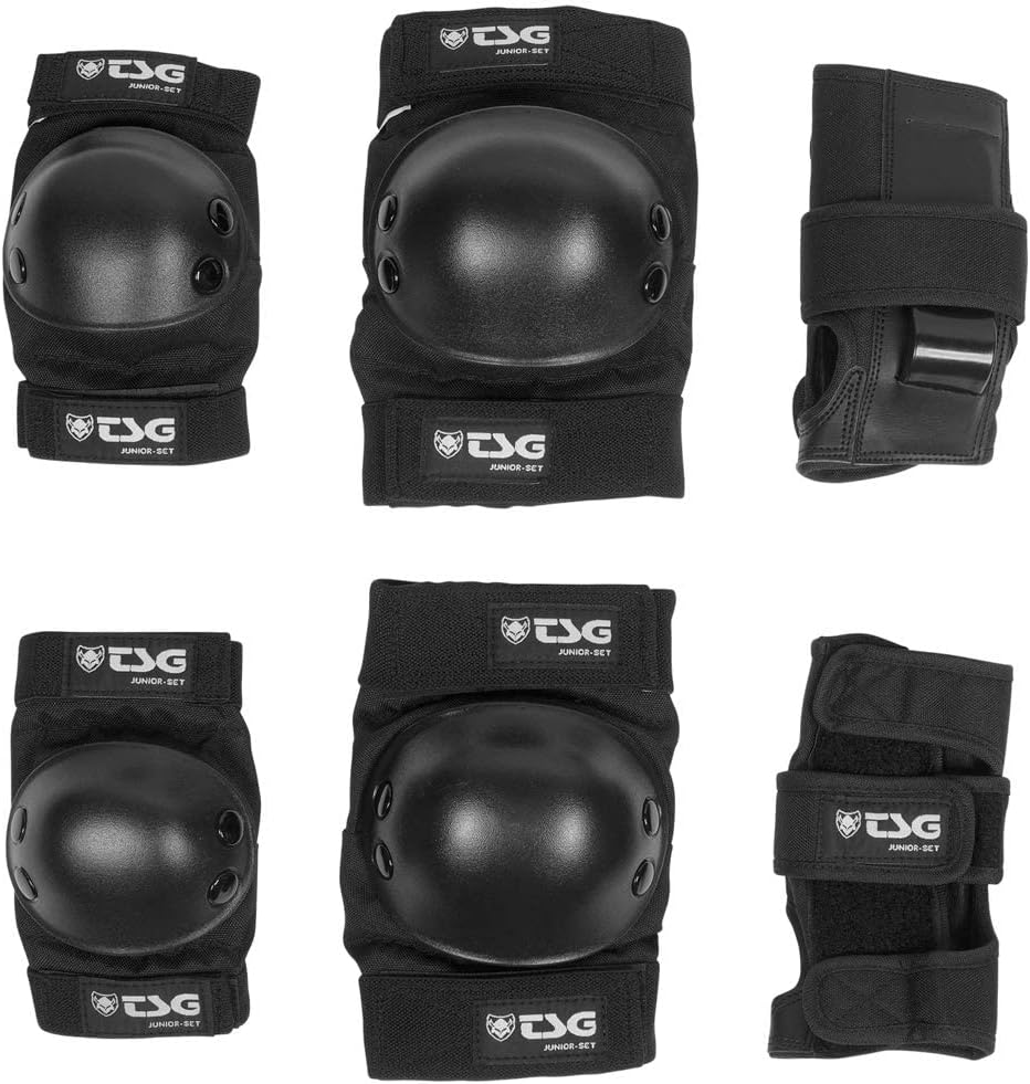 TSG Junior Set of Knee Pads, Elbow Pads and Wrist Guards, Skateboarding, Hardshell, Comfortable Wear, EVA Foam, Protection, Safety, Horseshoe Shape, Boys, Girls, Swiss Design