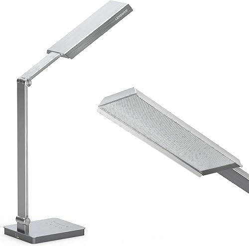 LEPOWER Lámpara de escritorio LED brillante  900LM 24W luz de escritorio con dos puertos de carga USB luz de mesa de control táctil con 50 modos de