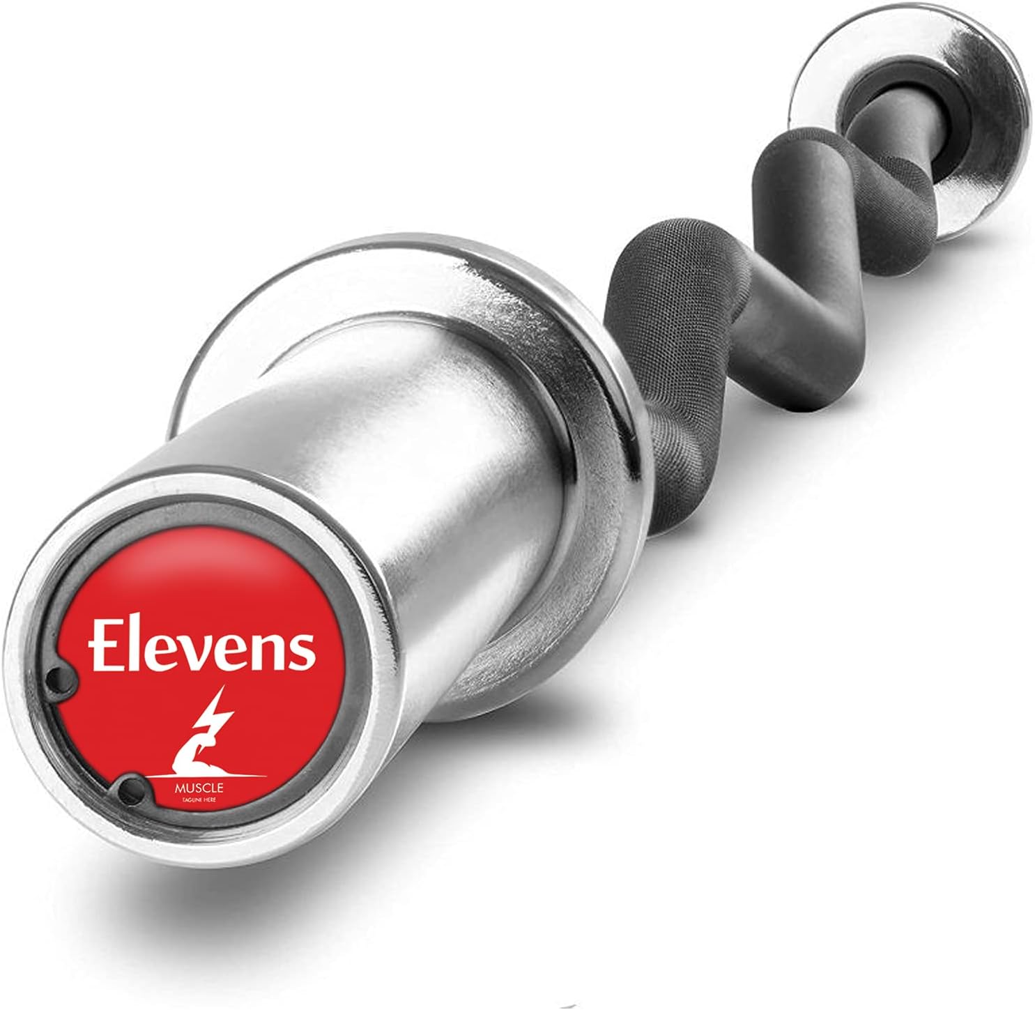 Elevens Solid Olympic EZ Curl Bar Bicep Curls Triceps Extensions Home Gym Fitness Exercise Weight Lifting Bar, 47 Inch