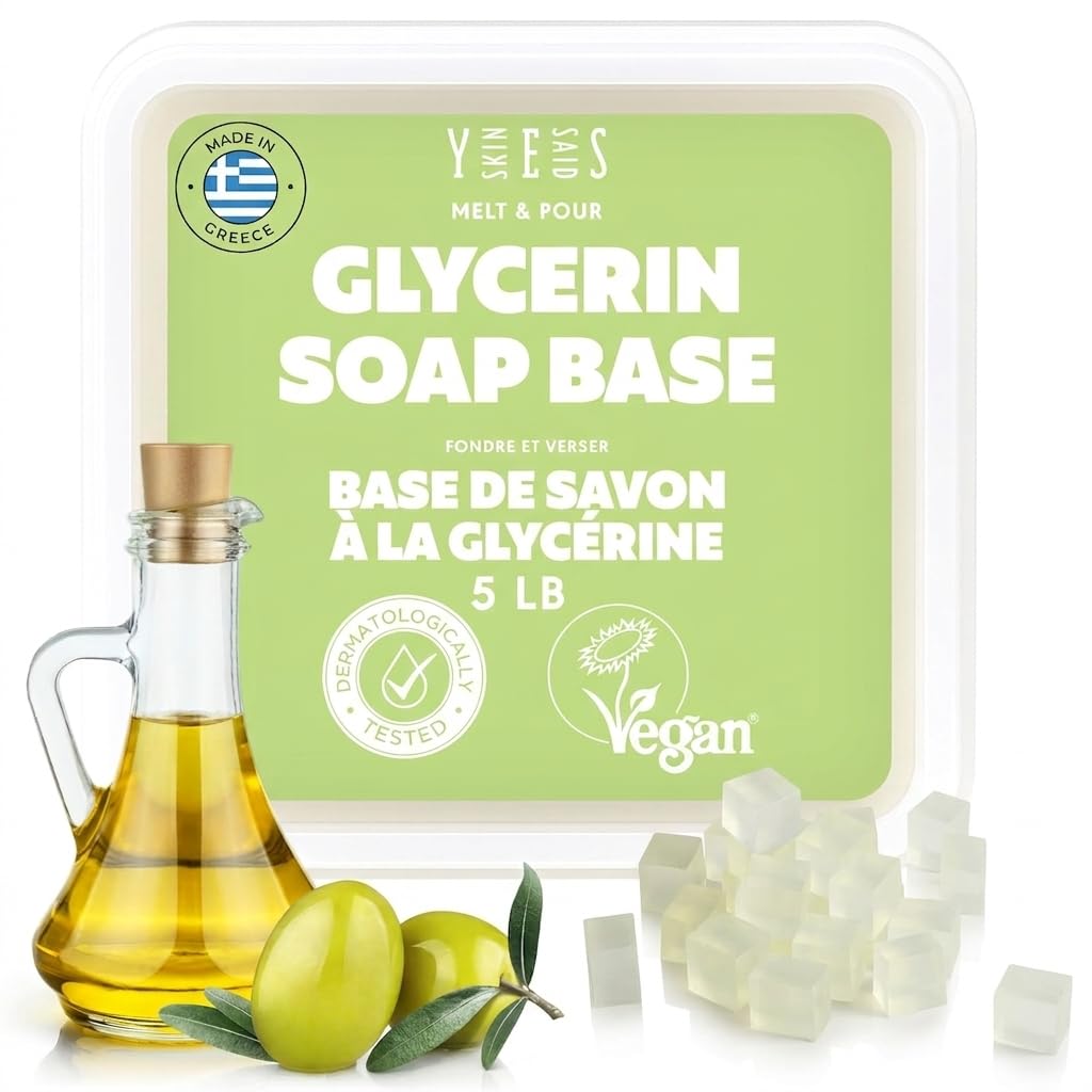 skin said yes 2.2kg (5 lb) clear glycerin soap base - clear melt and pour soap base for soap making without sls/sles, glicerina para hacer jabones - organic soap base, ultra clear soap base