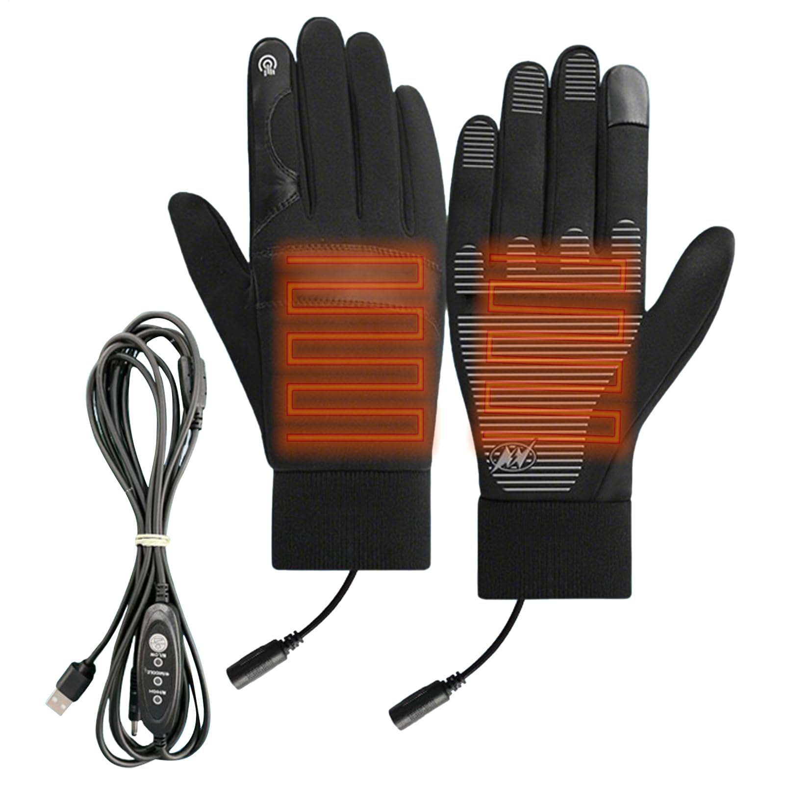 Generico Męskie podgrzewane rękawice wiatroszczelne USB podgrzewane rękawice z regulacją temperatury dla mężczyzn i kobiet starszych, jazdy samochodem, bieganie, jazda na rowerze, snowboarding, jazda
