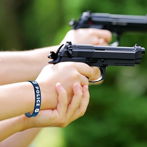 Miniatura 4 de SATINIOR Pulseras de goma de silicona para fiestas de policía para fiestas de cumpleaños temáticas de policía, decoraciones de fiesta de graduación