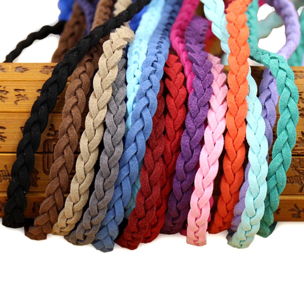 Tong Gu 10Yards Velvet Braided Strap Cord Rope String for Bracelet Material DIY Craft (Black,Width 1/4 in(0.6 cm))