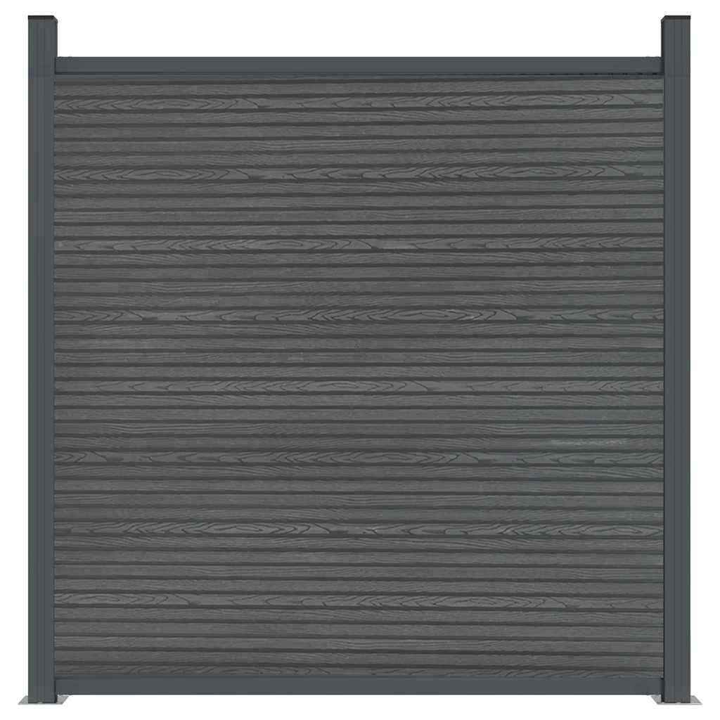 WPC Zaunelement Grau 180x186 cm, Sichtschutzzaun aus Holz-Kunststoff-Verbundwerkstoff mit Aluminiumprofilen und Pfosten, witterungsbeständig, robust und stoßfest, einfache Montage