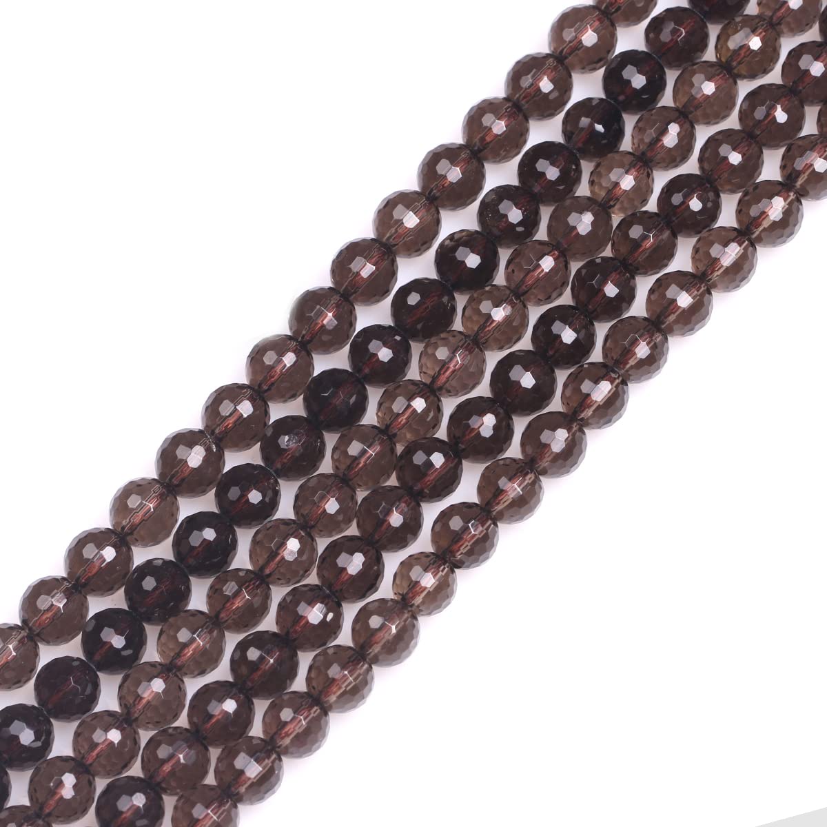 Gem-Inside 8mm Natural Brown Smoky Quartz Genuine Crystal Precious Gemstone Faceted Spacer Beads for Jewelry Making Strand 15'' — image 1