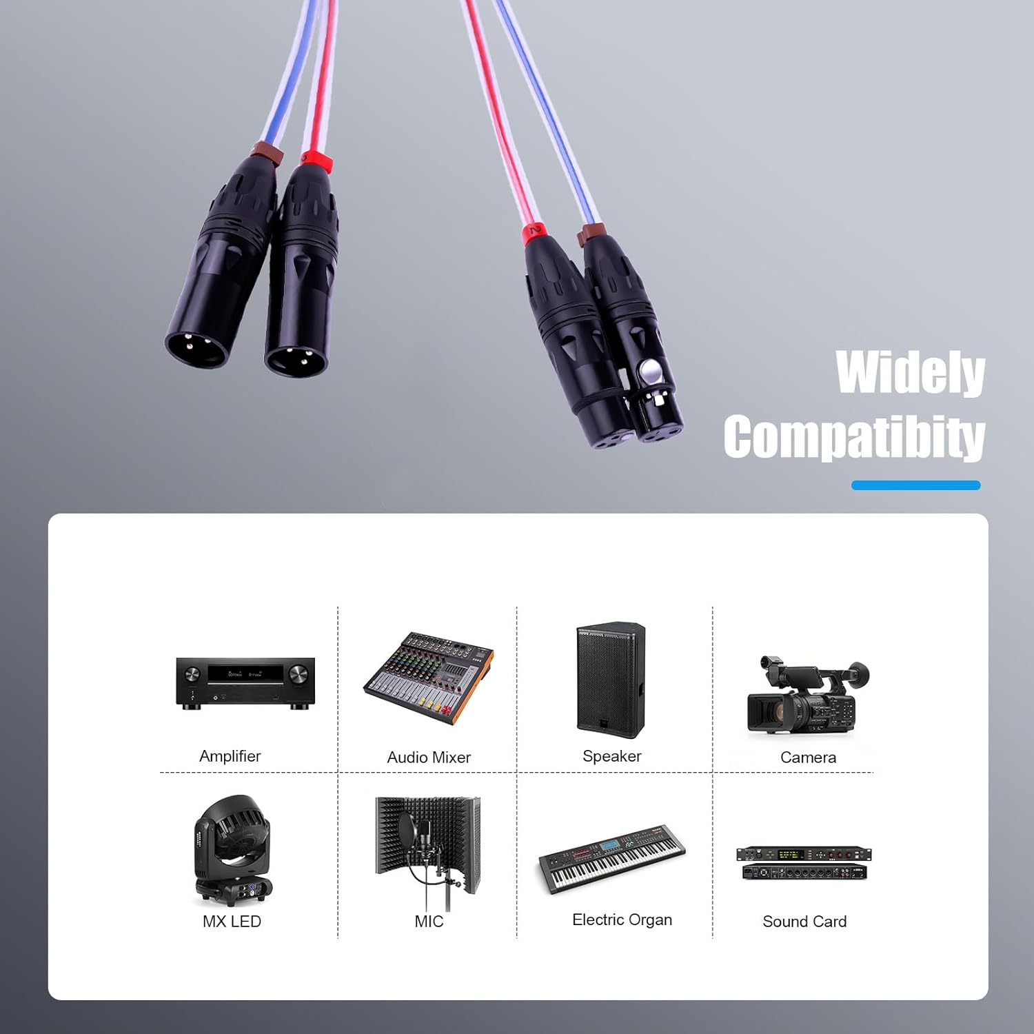 Toronce 4 Channel Professional Multi-Media Snake Cable 4 Pairs Male to Female 3 Pin XLR Balanced Audio Extension Cable (2-Channel_25Ft)