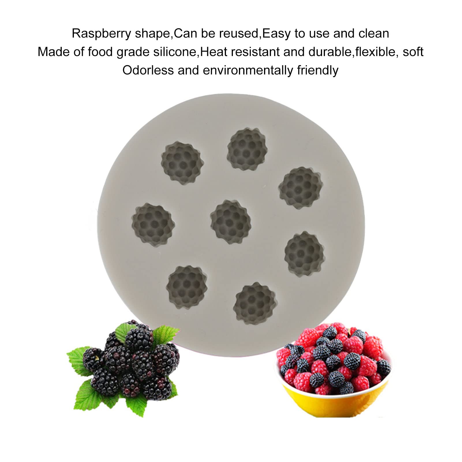 3 Pezzi di Stampo in Silicone a Forma di Lampone, Stampo in Silicone per Torta di Gelso, Sapone, Candela, Cera di Gelso, Si Scioglie Stampi per Torta Fai da Te Fondente al Cioccolato
