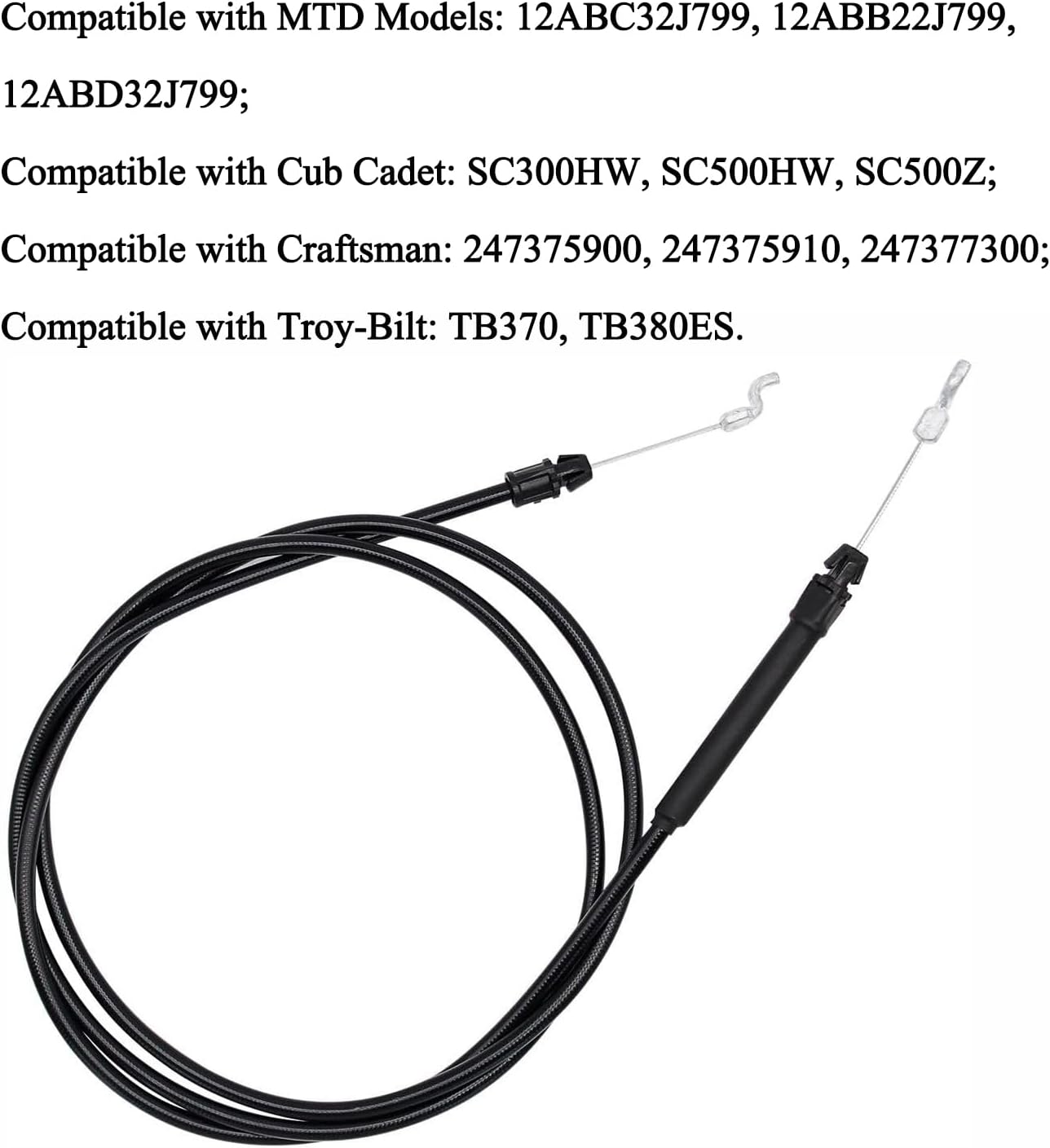TopHomer 946-05105A Clutch Control Cable, Mechanical Drive Engagement Wire Line with Z-Bend Ends Fit for Cub Cadet SC300HW SC500HW MTD Troy-Bilt TB370