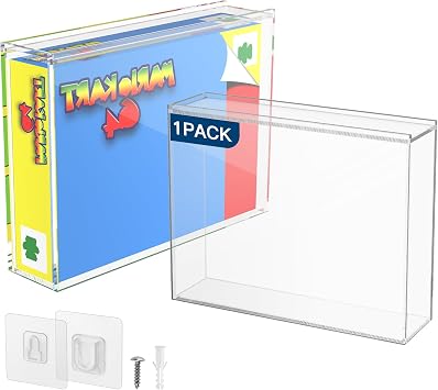Video Game Box Protector Case for SNES / N64 Games, 3MM Clear Acrylic Display Case with Wall Mount Compatible for SNES & N64 Game Box Pack of 1