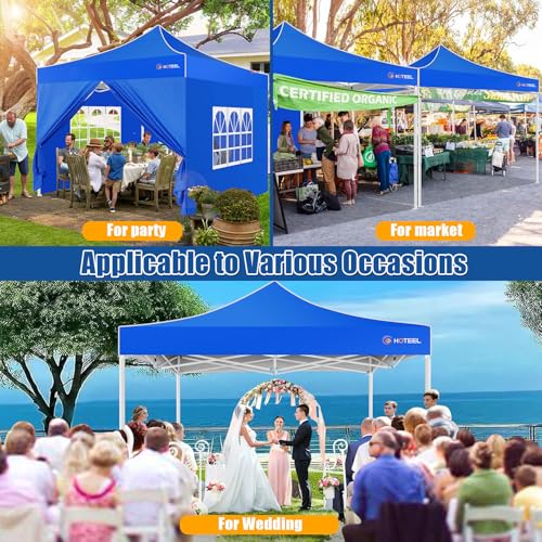 Image of Hoteel 10x10 Heavy Duty Pop Up Canopy Tent with 4 Sidewalls, Blue