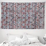 ABAKUHAUS Stammesgebiet Wandteppich, Gestreiftes abstraktes Muster mit kreativen Dreiecken Kunst, aus Weiches Mikrofaser Stoff Wand Dekoration Für Schlafzimmer, 230 x 140 cm, Zimt Schwarz Türkis