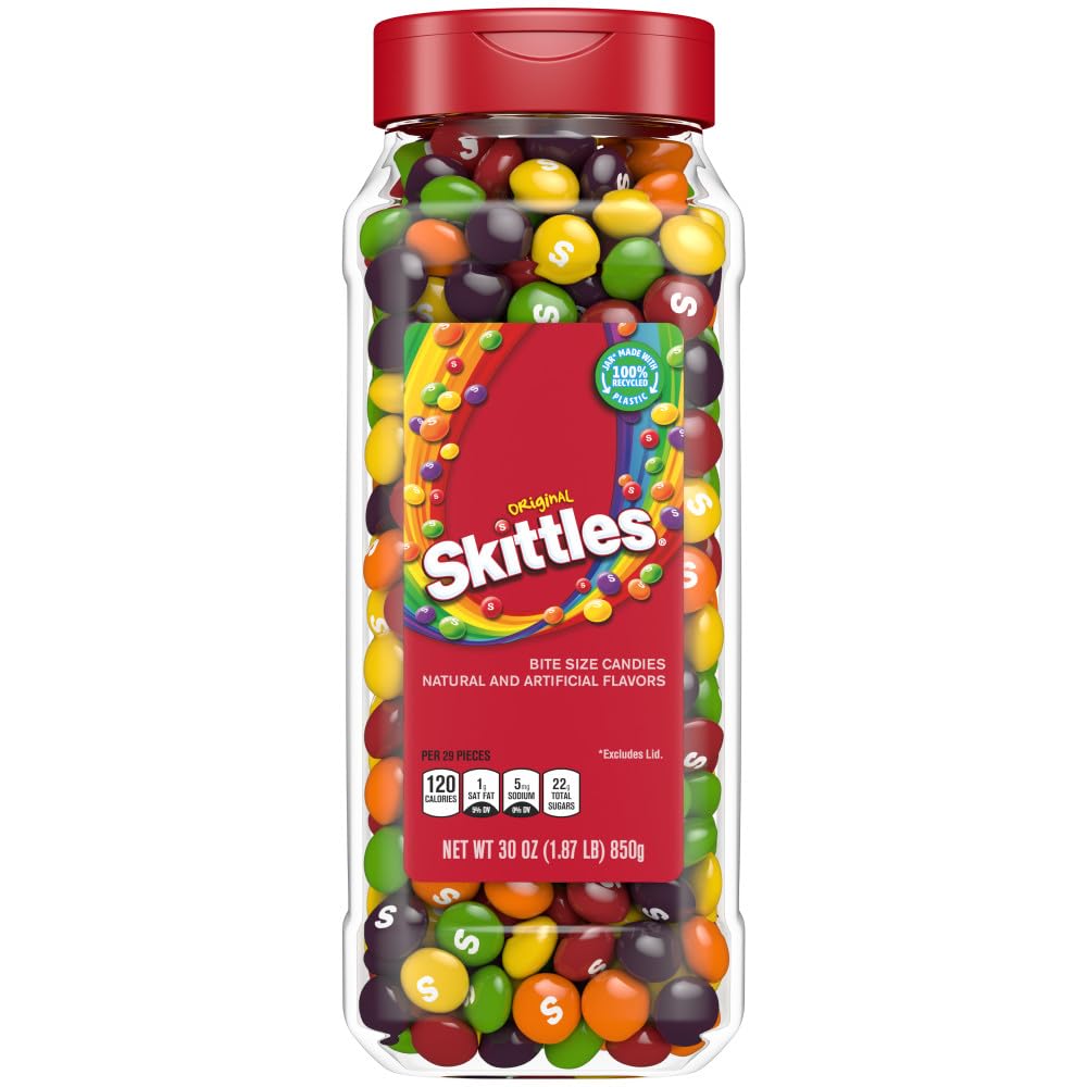 SKITTLES Original Chewy Fruity Rainbow Candy 30Oz Resealable Bulk Candy Jar, 30 Ounce (Pack of 8) image 4