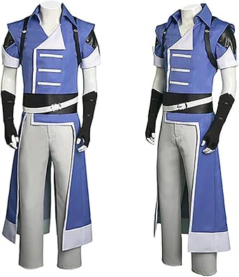 Men Costume Cosplay Suit Costume Blue Shirt Pants Full Set Halloween Party