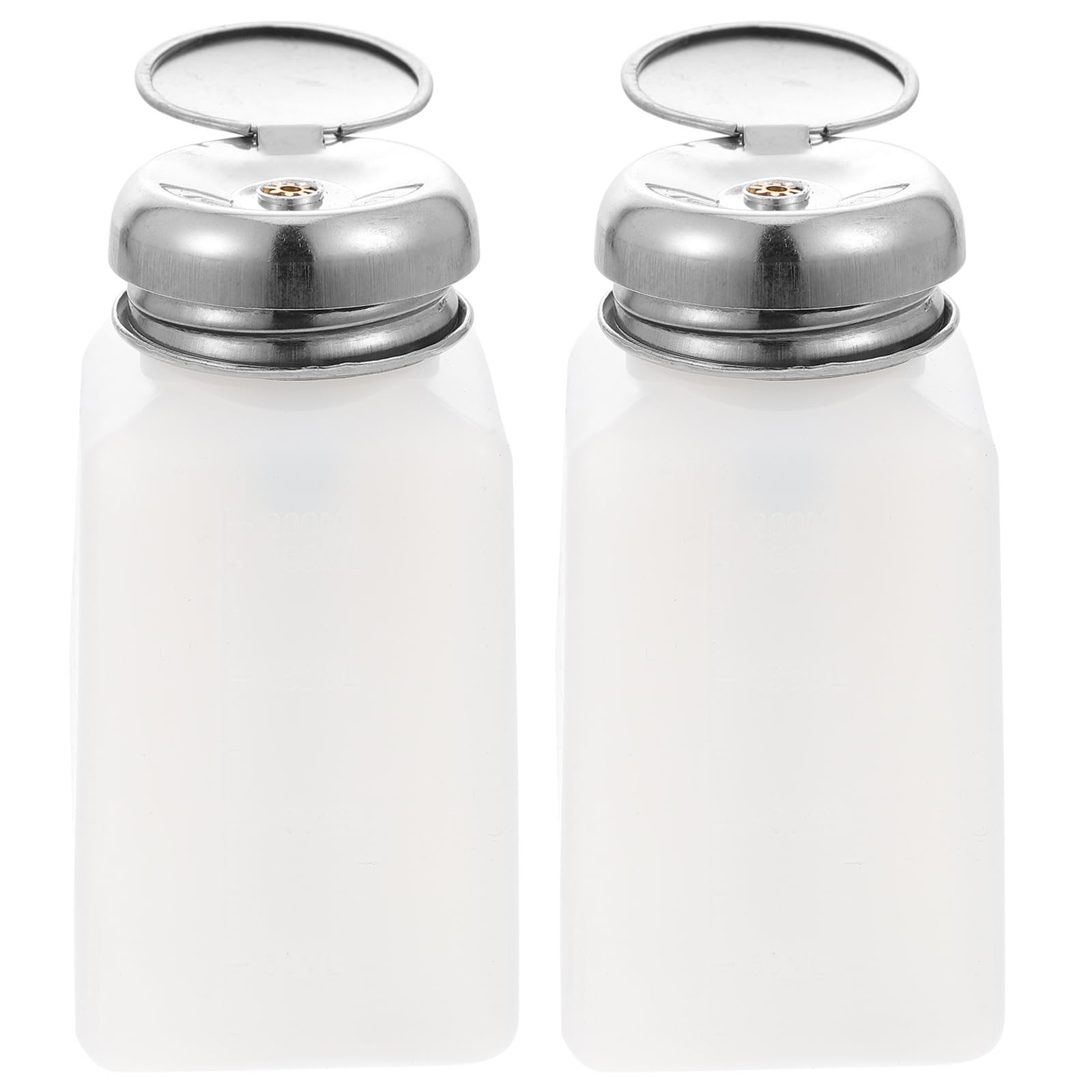 ULTECHNOVO Anti-Static Alcohol Pump Bottle 6.8Oz Stainless Steel Dispenser with Cover for Liquid Storage Nail Treatment and Makeup Removal 2 Pack