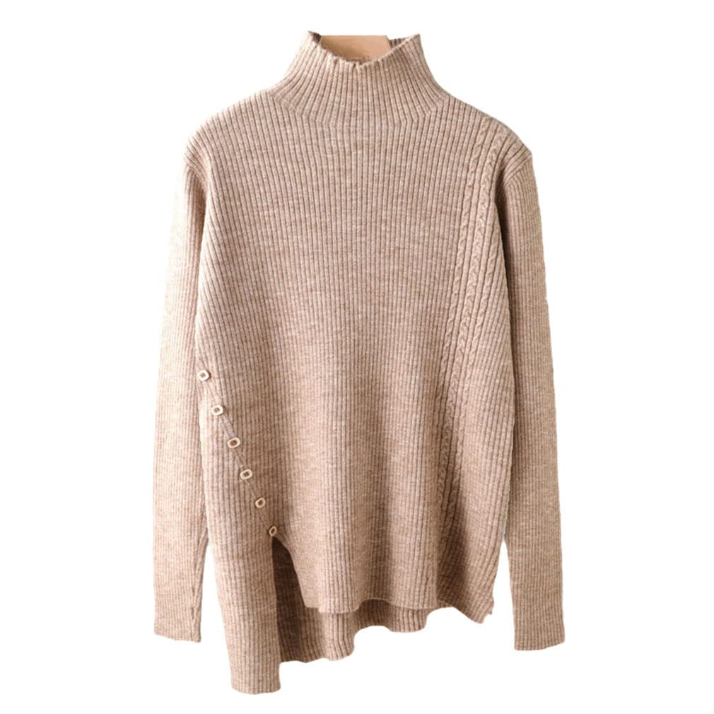 Caldo delle Donne Maglioni Spessa Donna Maglione di Lana Pulsante Femminile Donne Spessa Femminile All, cachi, Taglia unica