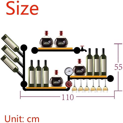 Miniatura 2 de Wall Mounted Wine Rack for Home Restaurant Bars, Metal Wine Rack Retro Industrial Wind Wall Decoration Wine Rack Bar Wall Hanging Wooden Wrought