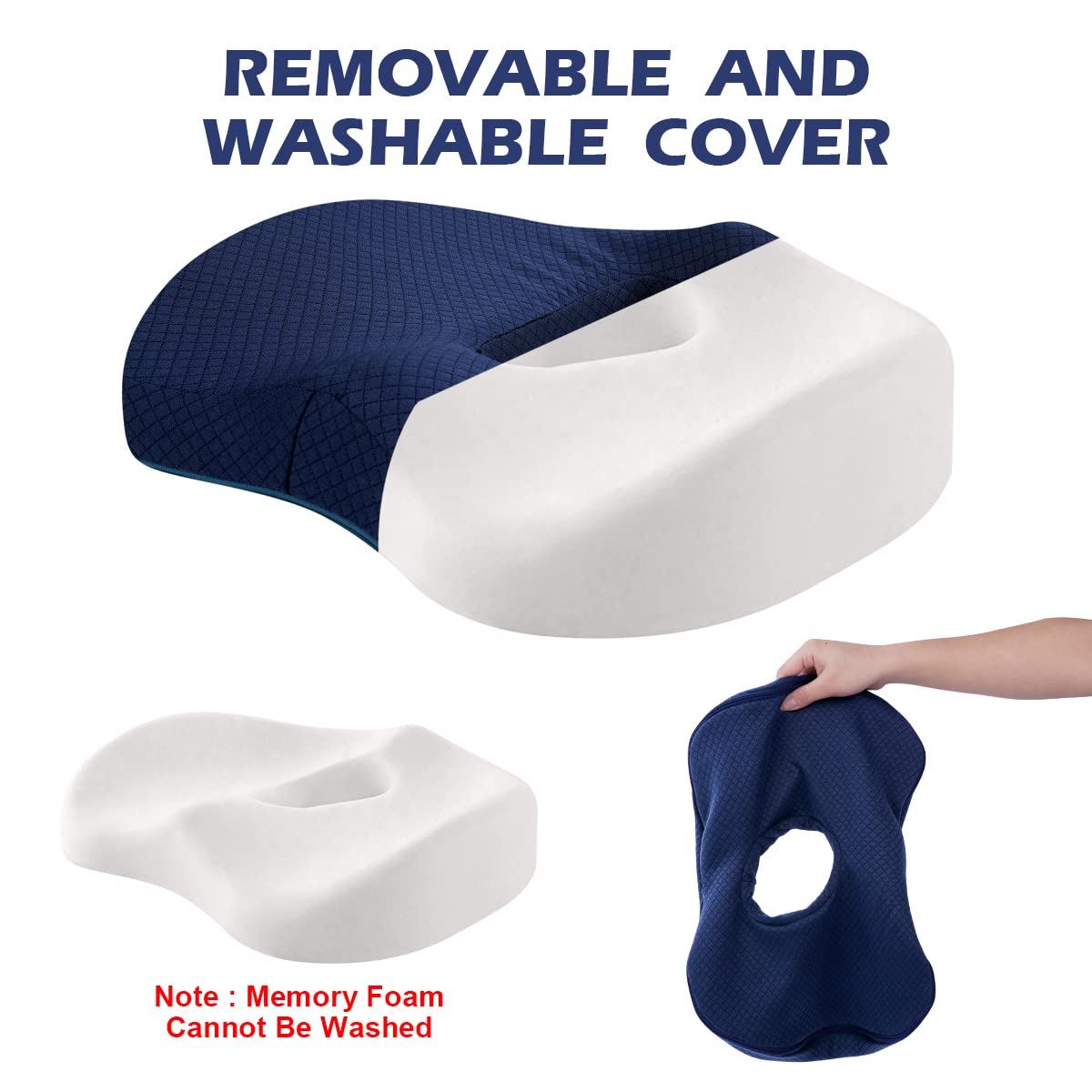 Coussin Coccyx Mémoire De Forme - Pour Voiture, Bureau, Chaise - Soulage Dos & Sciatique