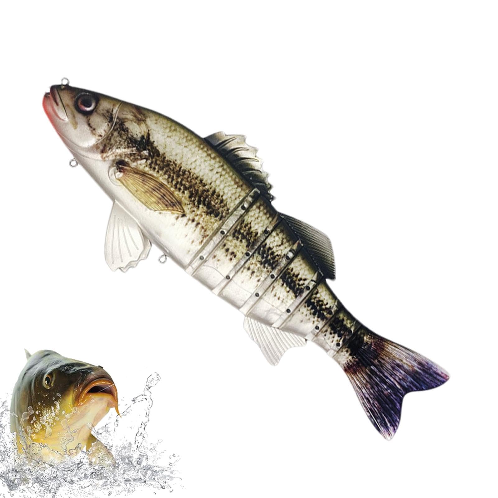 Esche da pesca con esche artificiali, Esche da pesca con esche artificiali in acqua salata | Esche da pesca d'acqua - Esche da pesca per spigola, esche multi-snodate da 15 pollici per spigola, esche d