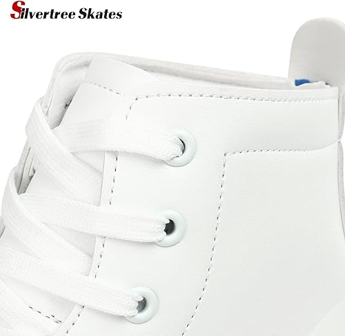 Miniatura 7 de Patines de piel sintética para mujer, con parte superior alta y bolsa de transporte, patines brillantes de cuatro ruedas