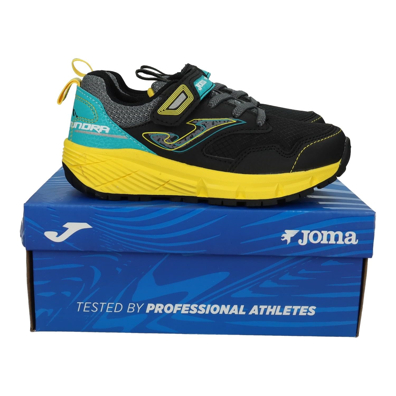 Joma JTUNS2501V Zapatillas Trail niño Tundra Cierre Adhesivo Cordones elásticos Negro Amarillo