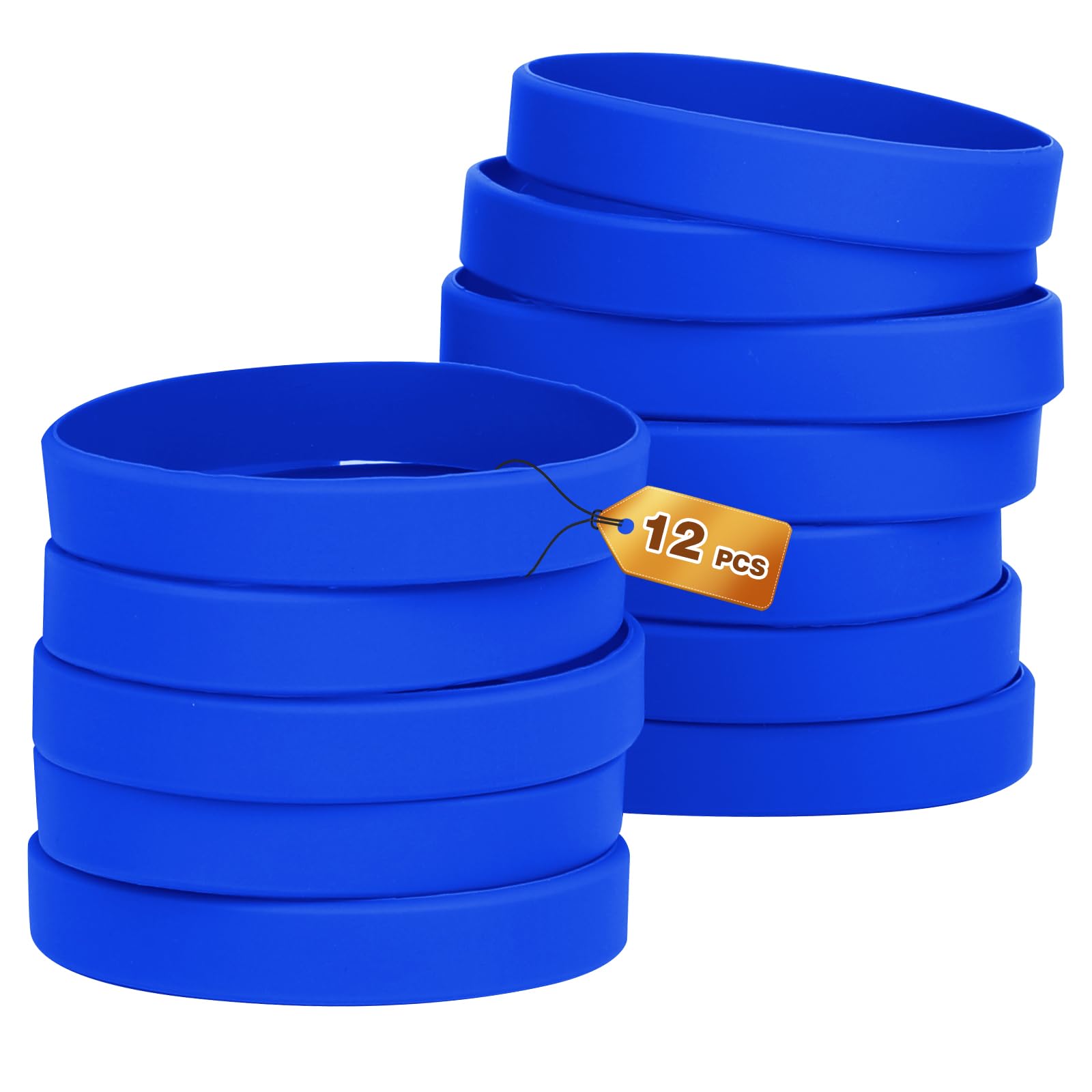 HONTIUS 12PCS Silicone Wristbands, Rubber Wristbands Blank Bulk Wrist Bands Universal Wristband Set for Sport Suitable Men Women Blue