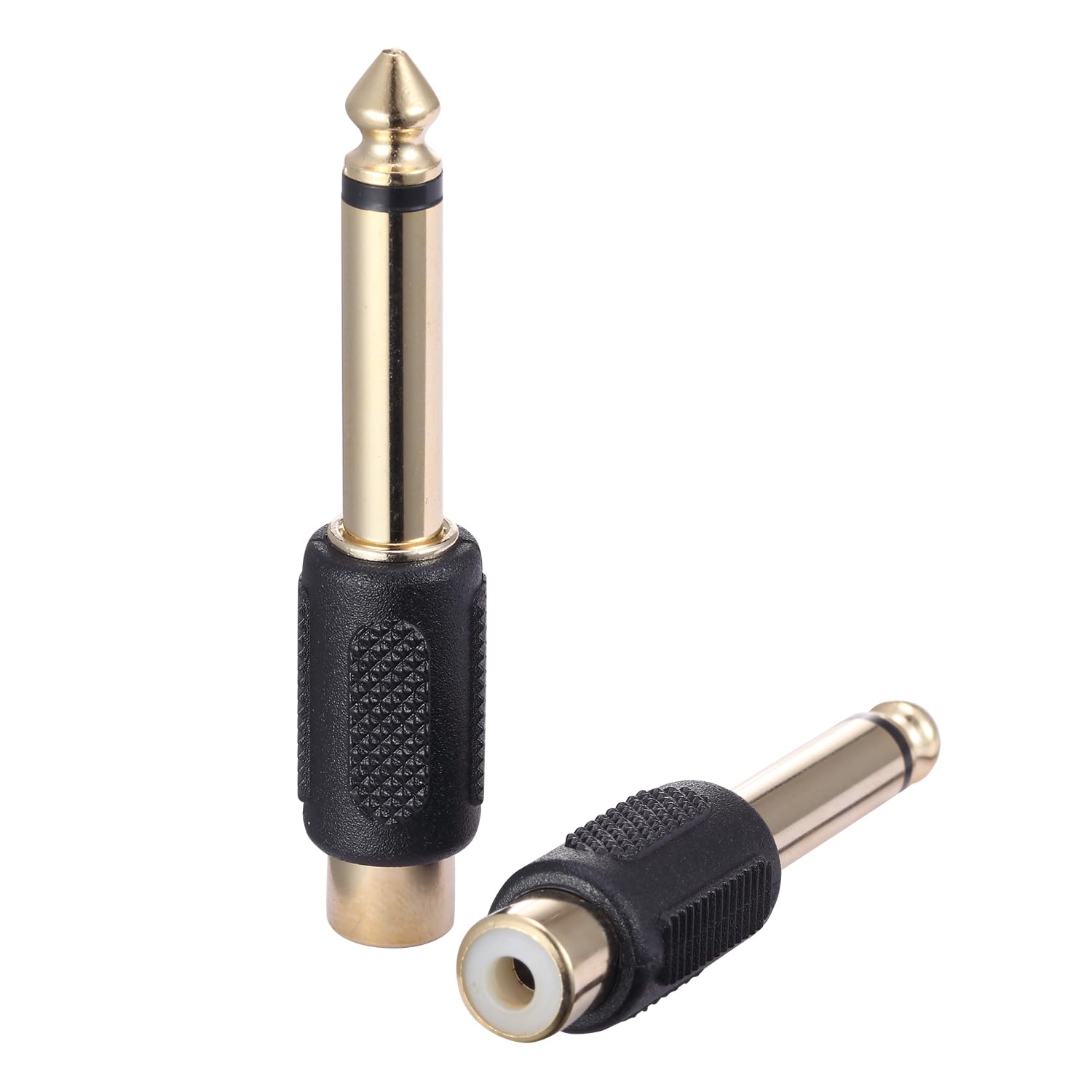 CK RF RCA Female to 1/4〃(6.35mm) Male Audio Adapter Copper Gold-Plating for TV Subwoofer Audio and Video Equipment Pack of 2