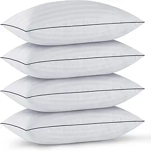 GOHOME Pillows Queen Size Set of 4 - Bed Pillows for Sleeping 4 Pack, Cooling Supportive Hotel Pillows with Premium Soft Down Alternative Fill for Side Stomach and Back Sleepers
