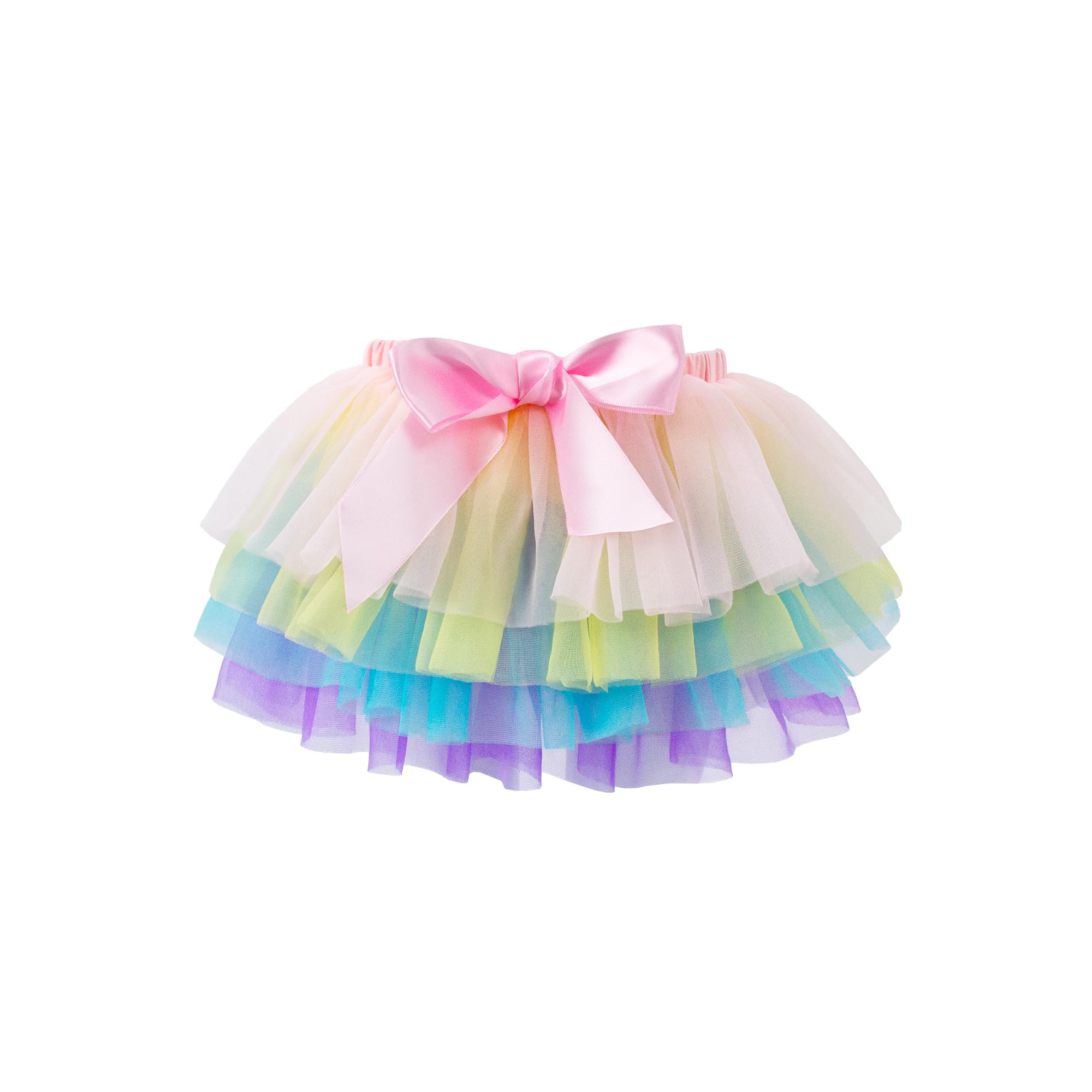 Baby Girls Tulle Tutu Skirt Elastic Waist Bow Layered Party Skirt