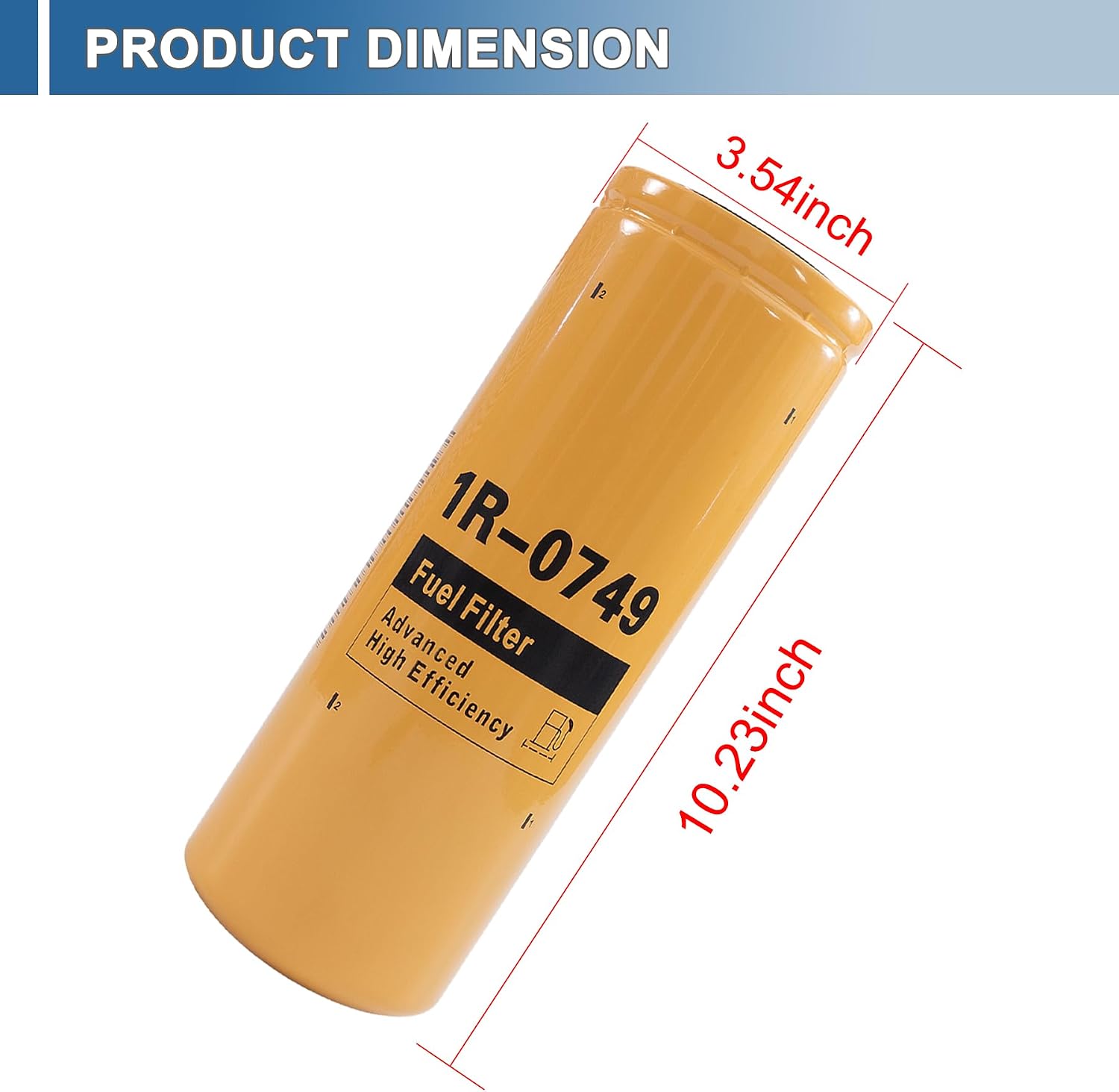 1R-0749 Fuel Filter Advanced High Efficiency 2 Micron Absolute Cellulose Media Filters, Thread Size 1-14-2B