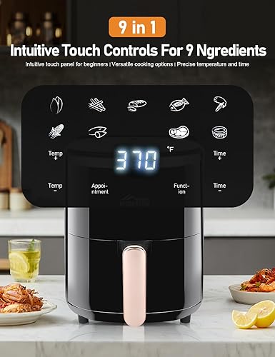 Miniatura 2 de Freidora de aire compacta de 3.6 cuartos de galón para comidas rápidas simples y aperitivos, pantalla táctil inteligente con 9 recetas