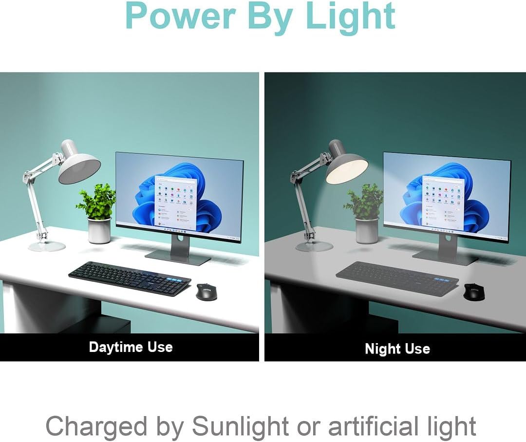 Arteck Solar Bluetooth Keyboard, Universal Multi-Device Full Size Wireless Keyboard for Windows iOS Android Computer Desktop PC Laptop Surface Tablet Smartphone Rechargeable Battery