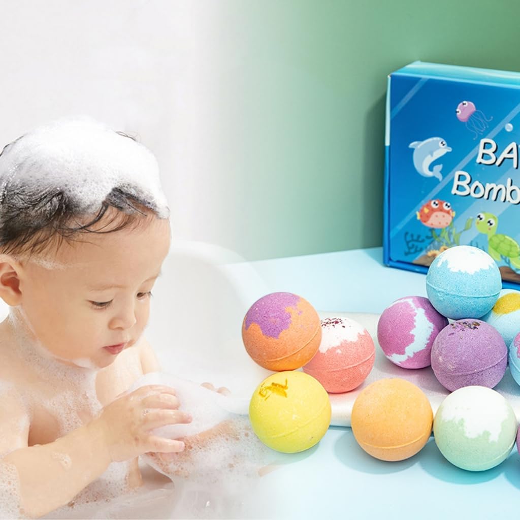 Bath Bombs, Natural Sea Salt Color Changing Spa Bath Balls,Easter Bath Bombs with Surprise for Boys Girls Holiday Stocking Stuffer(Animal 12PC)