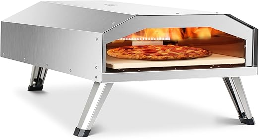 BIG HORN Gas Pizza Oven, 12 inch Portable Stainless Steel Propane Pizza Oven, Outdoor Pizza Maker with Stone for Baked Pizza