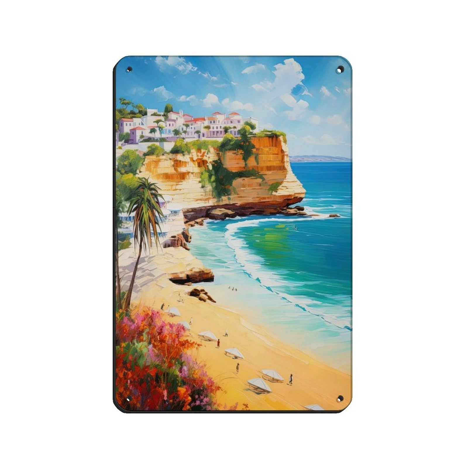 Poster rétro en métal Algarve pour déco murale vintage Portugal 20x30