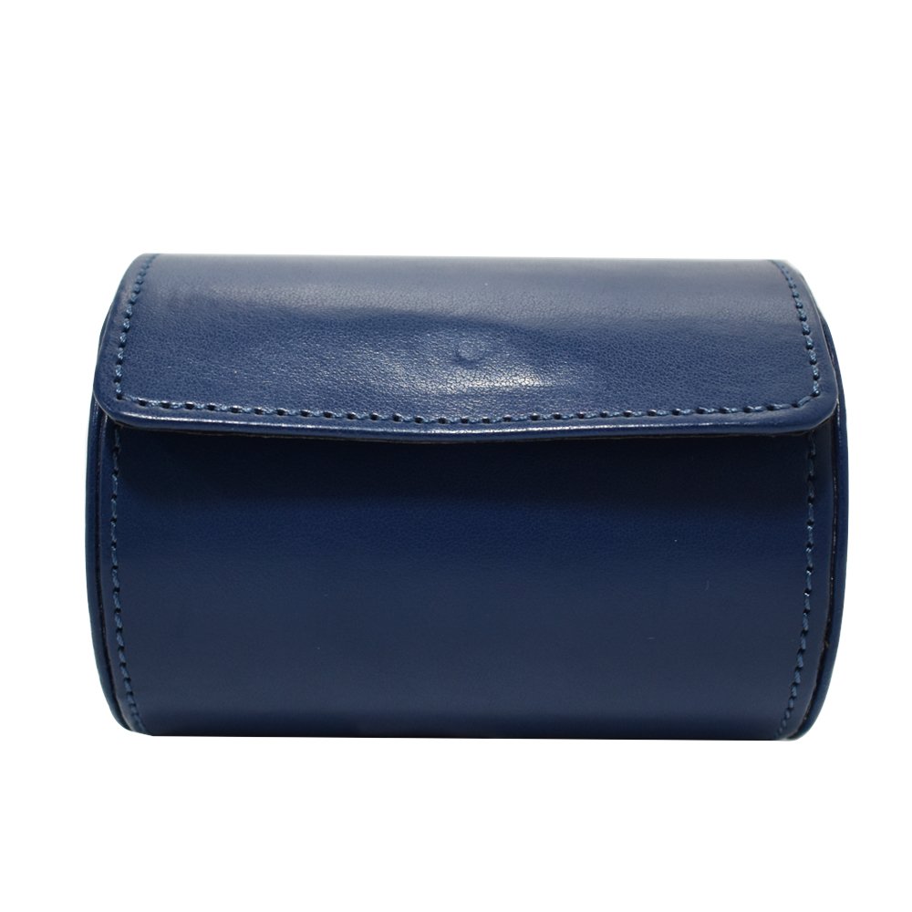 Fashionable Business PU Leder Krawatten Box 12 x 9 x 9 cm Zylinder-Form Krawattenhalter (Blau)