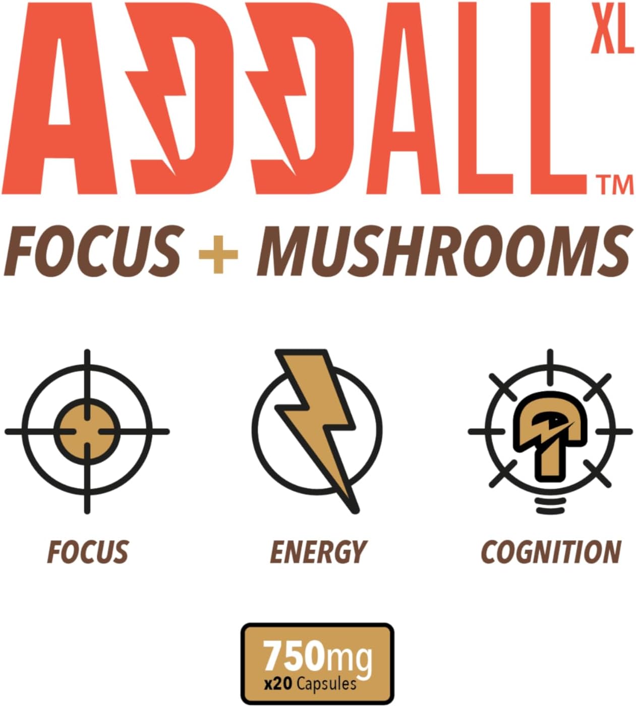 Addall Focus + Mushroom Memory Supplement (30 Count) Focus Mushroom #1 Effective Alternative Brain Supplement Substitute Pills Nootropic & Energy| No Crash | Science Backed Formula | 30 Capsules - Image 4