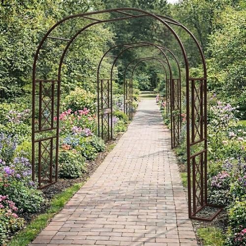 Arche de jardin en métal robuste pour plantes grimpantes et rosiers extérieurs