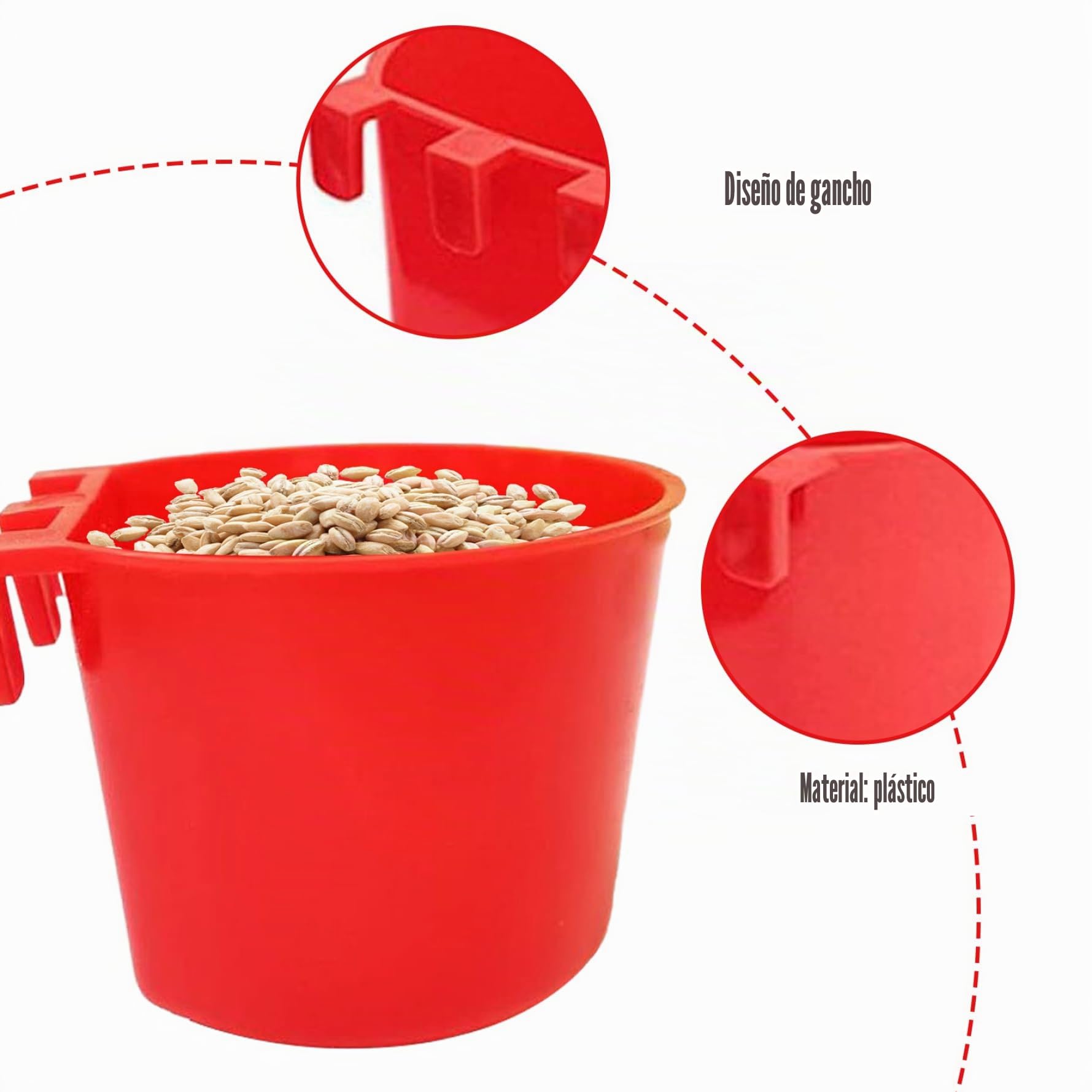 Suministros de Gallo de Juegos de alimentación de Palomas, alimentador de plástico de 50 Piezas de plástico, alimentador de Pollo Colgante, Suministros de alimentación y riego de Aves fácil