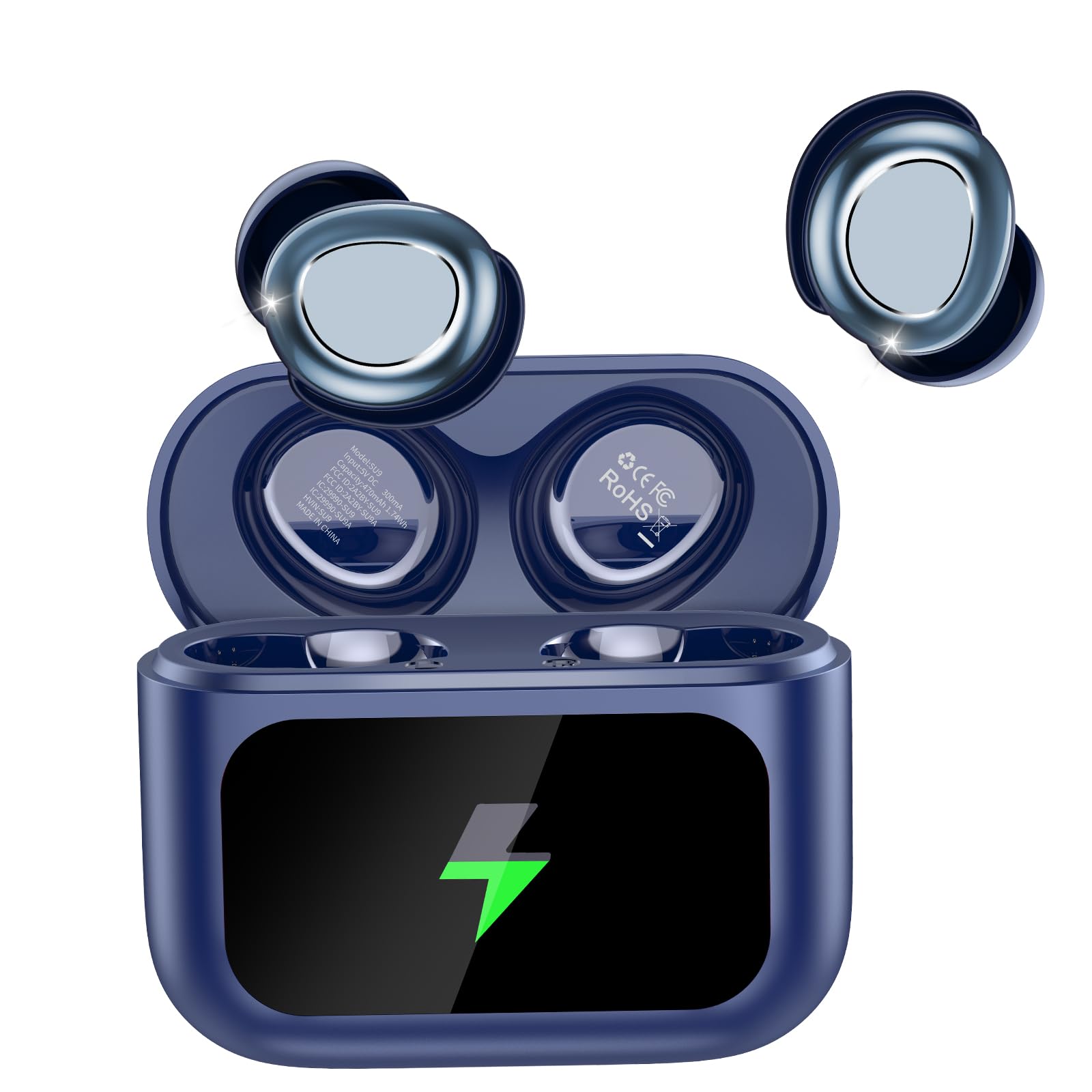 Wireless Sleep Earbuds with Smart Touch Screen, Bluetooth 5.4 Headphones In Ear with ENC Noise Cancelling Mic, 48H Sleep Headphones with 5 EQ Modes, HiFi Stereo IP7 Waterproof Mini Ear Buds, Darkblue