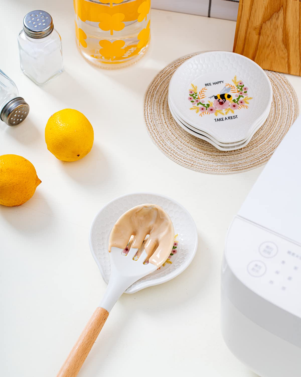 Zerodeko Lot De 2 Repose-cuillères En Céramique Lisse Blanche, Petits