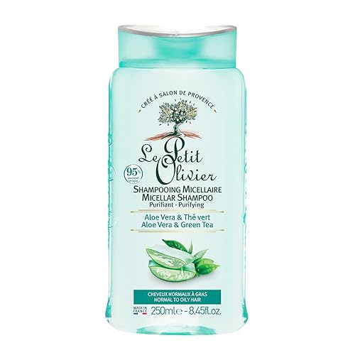Le Petit Olivier Champú Micelar Purificante - Aloe Vera y té verde - Limpia el cabello - Reduce el exceso de sebo - Adecuado para cabello normal a