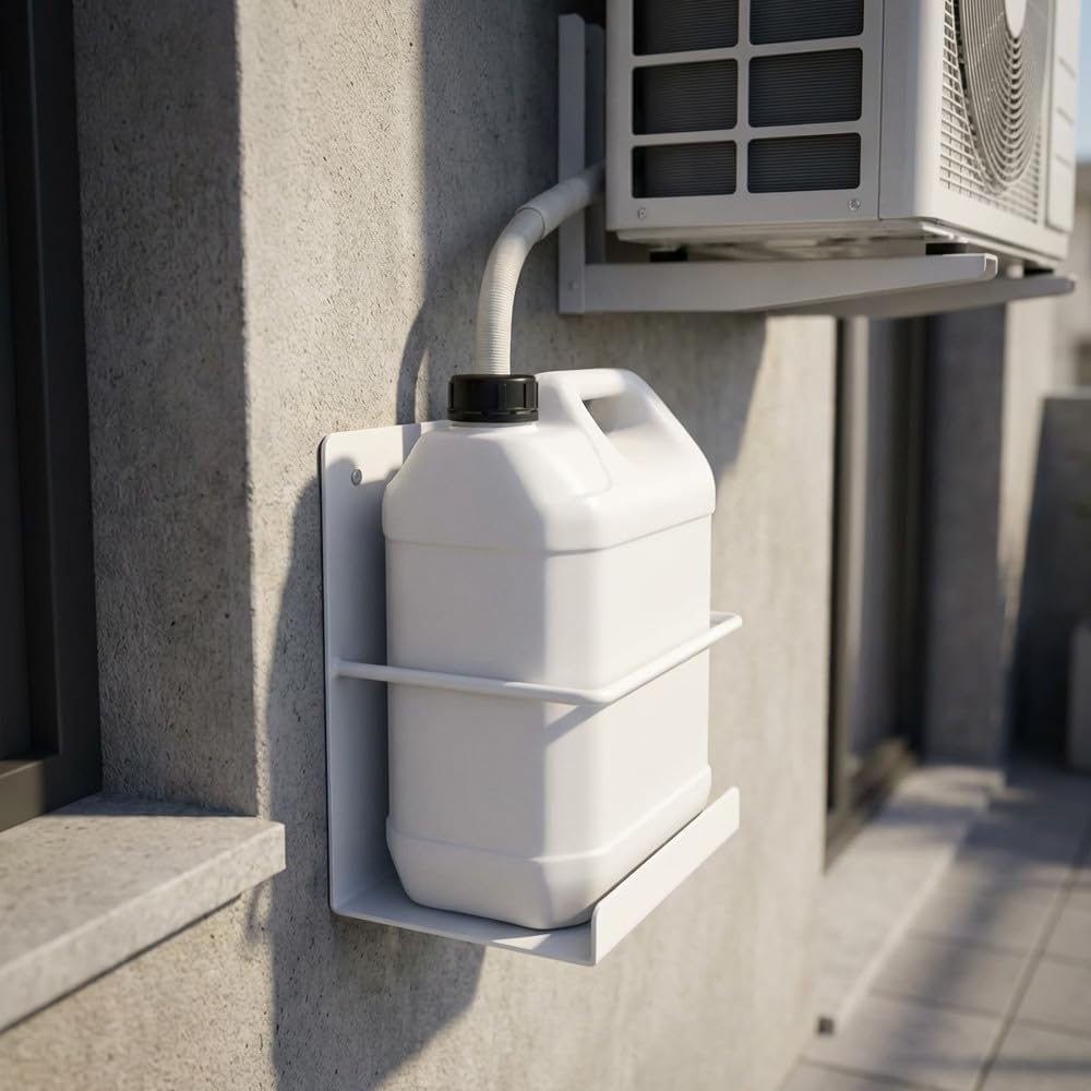 Suinga Bidon Condensador para Aire Acondicionado 5 litros + Soporte | Garrafa de Plastico Alimentario, con Asa y Tapon | Bidon Multiusos para Almacenaje, Transporte y Liquidos