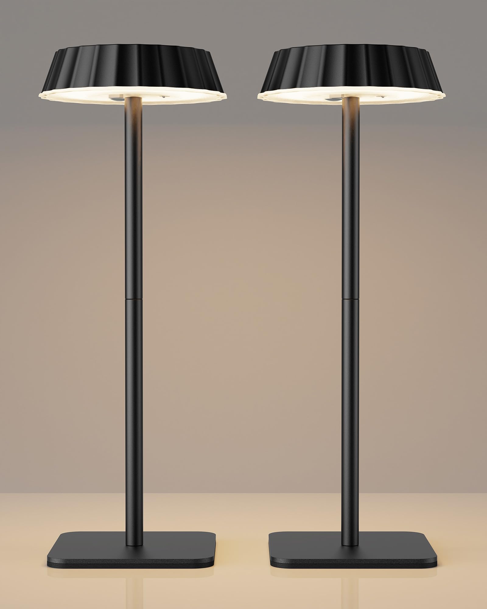 EppieBasic Lampada da tavolo senza fili a batteria, set da 2: 18 W, ricarica rapida, 3 temperature di colore dimmerabili, impermeabilità IP65, per ristoranti, terrazze, esterni